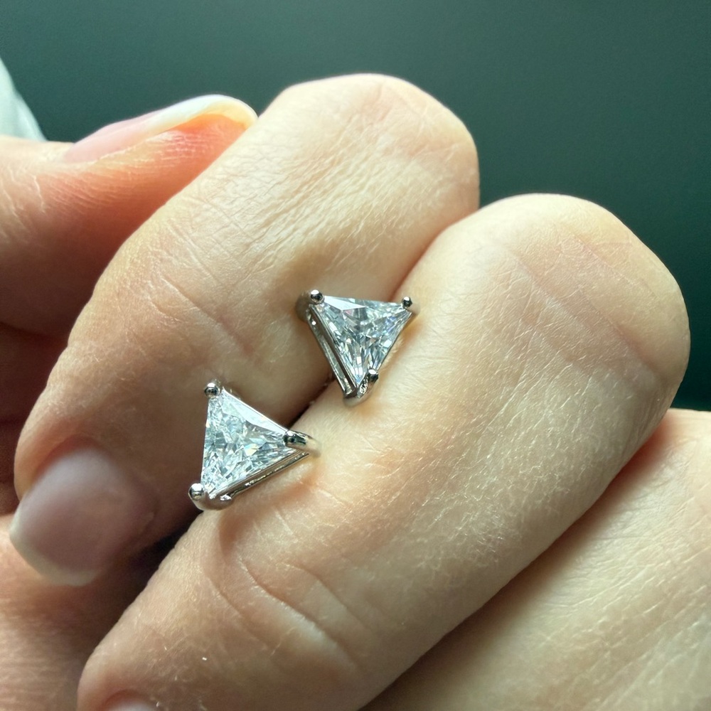 New!! Triangle Shaped Stud Post Earrings Sterling… - image 6